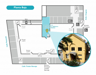 Plano de ubicación de la BiBlioteca en la Planta Baja del Edificio Central de Facultad de Psicología